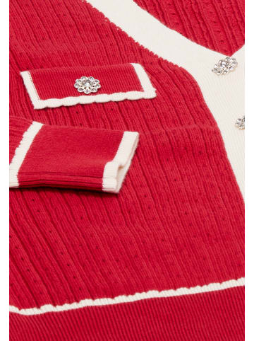 NALLY Strickjacke in Rot Wollweiss