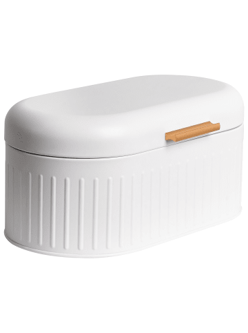 Beliani Brotkasten DOUCEUR in Weiß/Braun - (W) 33 x (H) 16 x (L) 17 cm