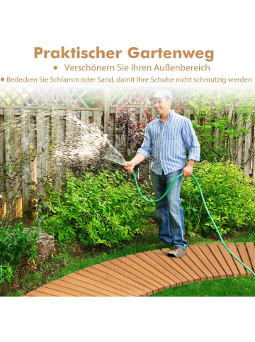 COSTWAY Gartenweg Holz ausrollbar 216x43cm in Beige