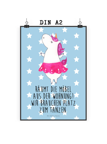 Mr. & Mrs. Panda Wandbild Einhorn Ballerina mit Spruch in Blau Pastell