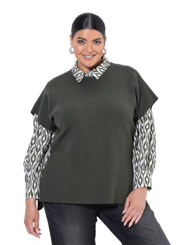 Ulla Popken Pullunder in dunkel khaki
