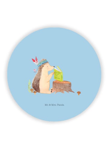 Mr. & Mrs. Panda Rund Magnet Igel Federschmuck ohne Spruch in Blau Pastell