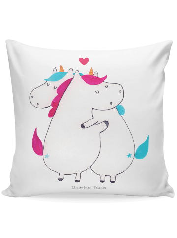 Mr. & Mrs. Panda Sofa Kissen Einhorn Mitteilung ohne Spruch in Weiß