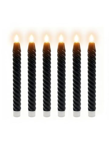 relaxdays 6 x LED Stabkerzen in Schwarz