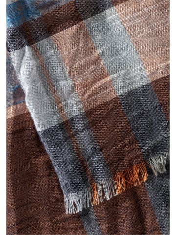 Camel Active Karierter Schal aus reiner Baumwolle in Orange-Blau