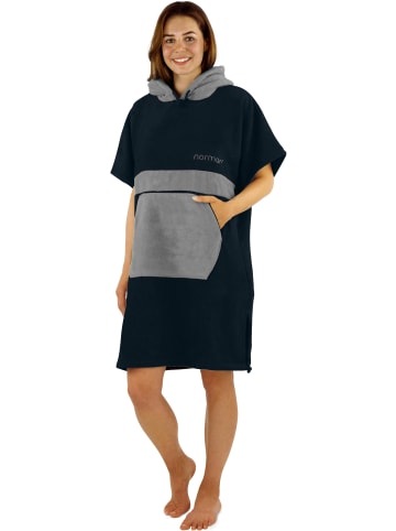 normani Damen Badeponcho in Navy/Grau