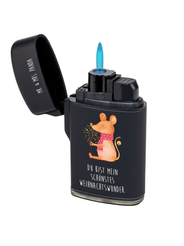 Mr. & Mrs. Panda Feuerzeug Maus Weihnachten mit Spruch in Schwarz