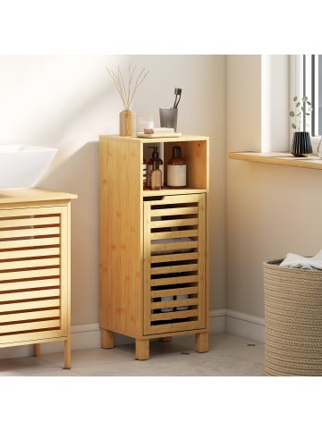 HOMCOM Badezimmerschrank-30L x 30B x 80H cm-Naturholz