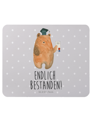 Mr. & Mrs. Panda Mousepad Bär Prüfung mit Spruch in Grau Pastell