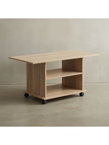 KADIMA DESIGN Couchtisch SEGRE: Stilvoll, 2 Ablageflächen, Rollen, 95x51x54,5 cm in Beige