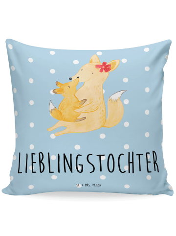 Mr. & Mrs. Panda Dekokissen Fuchs Mama mit Spruch in Blau Pastell