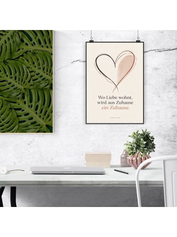 Poster Herz minimalistisch Design mit Spruch in Weiß