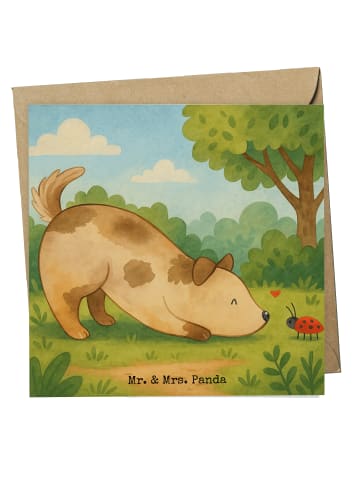 Mr. & Mrs. Panda Grußkarte Hund Marienkäfer Design ohne Spruch in Weiß