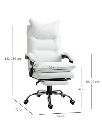 Vinsetto Bürostuhl-66B x 72T x 122-130H cm-Weiß
