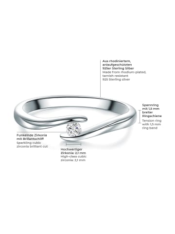 Trilani Ring aus Sterling Silber mit Zirkonia in silber