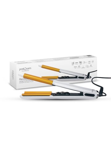 Italian Design Lockenstab Revolooper Double Plate - weiß und goldfarben - 50W