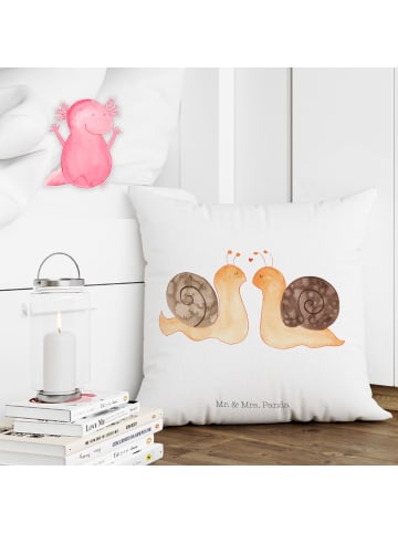 Mr. & Mrs. Panda Kissen 40x40 Schnecken Liebe ohne Spruch in Weiß
