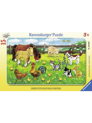 Ravensburger Bauernhoftiere auf der Wiese. Rahmenpuzzle 15 Teile