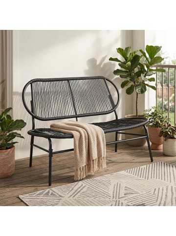 COSTWAY Gartenbank Polyrattan 2-Sitzer in Schwarz