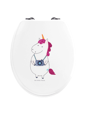 Mr. & Mrs. Panda Toilettendeckel Einhorn Fotograf ohne Spruch in Weiß