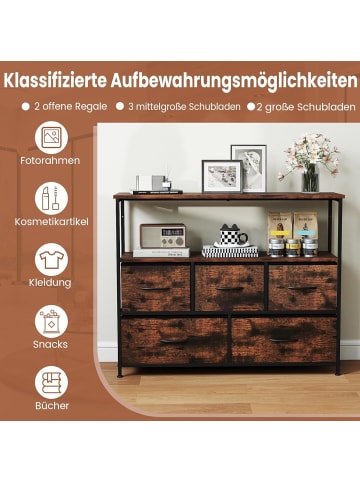 COSTWAY Kommode mit 5 Stoff Schubladen in Braun