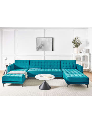Beliani 3-tlg Schlafsofa ABERDEEN in Blau/Schwarz