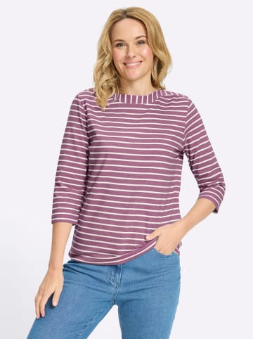 Sieh an! 3/4-Arm-Shirt in violett-ecru-geringelt