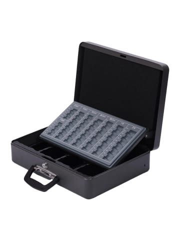 relaxdays Geldkassette in Grau - (B)37 x (H)10 x (T)28 cm
