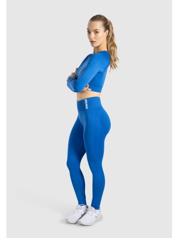 SMILODOX Crop Longsleeve Maysa in Blau