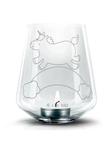 Mr. & Mrs. Panda Graviertes Windlicht Einhorn Regenbogen ohne Sp... in Transparent