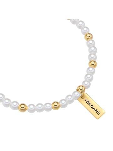 Yokoamii Armband aus Metall-Legierung mit Perle (synth.) in weiß