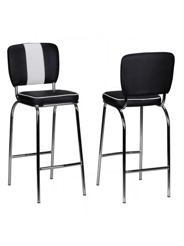 FineBuy Barstuhl in Schwarz / Kunstleder / 40x38x110