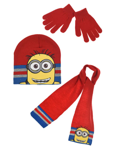 Minions 3tlg. Set: Mütze, Schal und Handschuhe in Rot