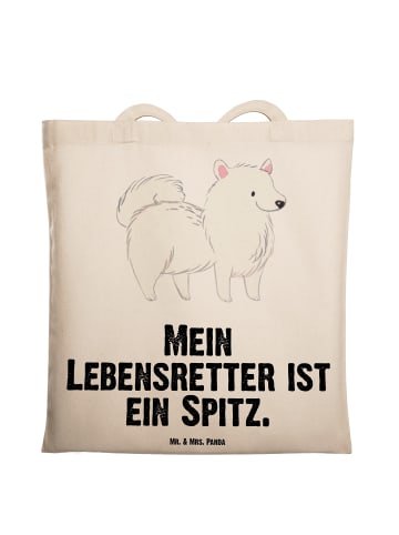Mr. & Mrs. Panda Tote Bag Spitz Lebensretter mit Spruch in Creme