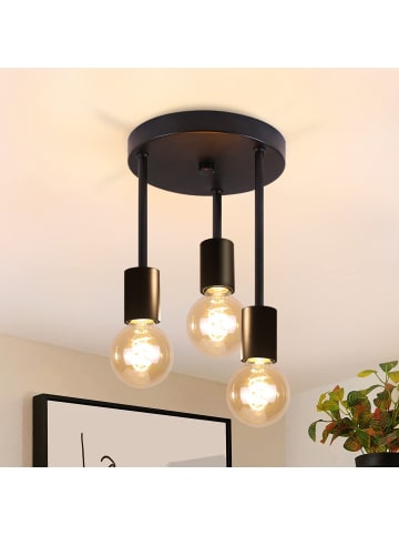 ZMH Deckenleuchte in Schwarz 3-flammige E27 Vintage Hängend Kronleuchter