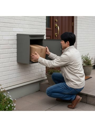 relaxdays Paketbox in Dunkelgrau - (B)45,5 x (H)56 x (T)44 cm