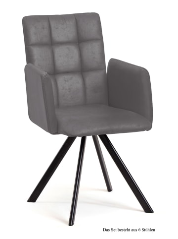 58 aufm Kessel ARMLEHNSTUHL (6er-Set) Dayle 52x91x60 Schwarz/Grau