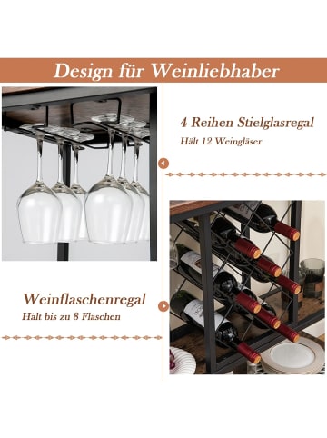 COSTWAY Servierwagen mit Weinregal in Braun