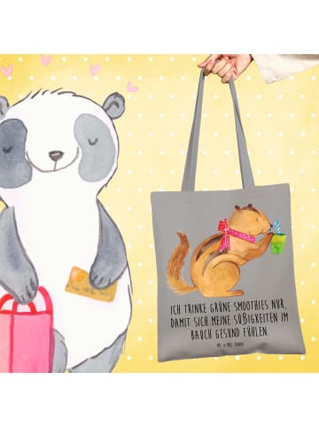 Mr. & Mrs. Panda Stoff Shopper Eichhörnchen Smoothie mit Spruch in Light Grey