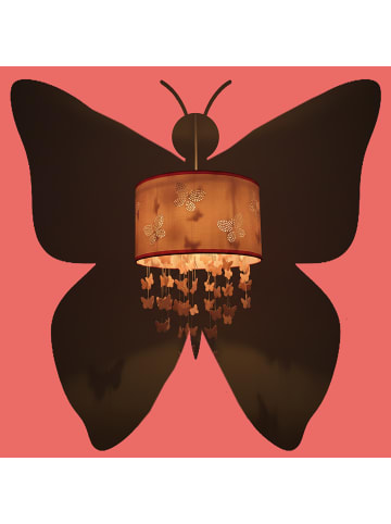 relaxdays Hängelampe „Schmetterlinge“ in Rosa - (H)150 x Ø 30 cm
