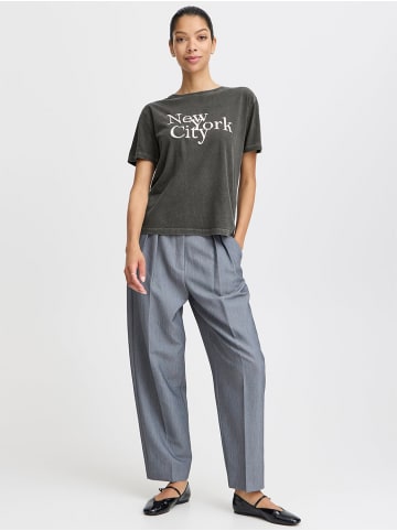 b.young T-Shirt Relaxed Fit NYC Print Weich Lässig in Grau