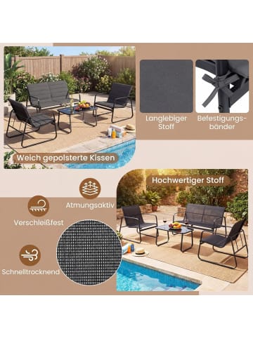 COSTWAY 4-tlg. Balkonmöbel Set in Grau