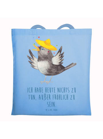 Mr. & Mrs. Panda Jutebeutel Rabe Sombrero mit Spruch in Sky Blue
