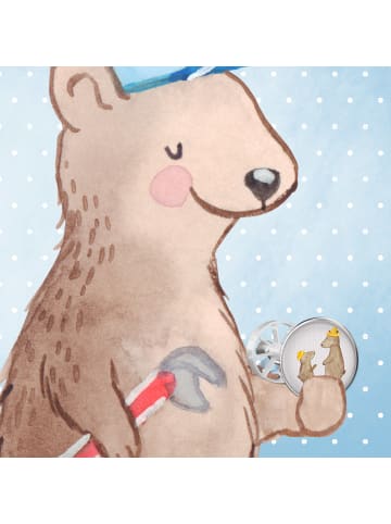 Mr. & Mrs. Panda Waschbecken Stöpsel Bären mit Hut ohne Spruch in Grau Pastell