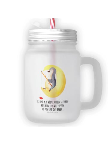 Mr. & Mrs. Panda Blümchentailglas Pinguin Mond mit Spruch in Transparent