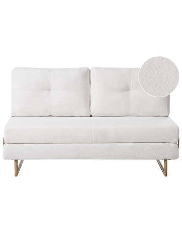 Beliani Schlafsofa JERSLEV in Weiß/Braun - (W) 150 x (H) 87 x (L) 84 cm