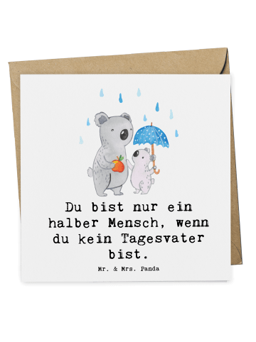 Mr. & Mrs. Panda Glückwunschkarte Tagesvater Herz mit Spruch in Weiß