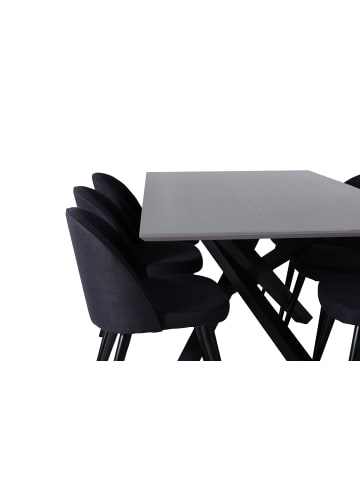 ebuy24 Essgruppe Piazza 22 (7-teilig) Schwarz 90 x 180 cm