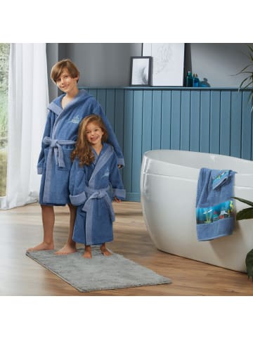 Erwin Müller Frottier Kinder-Bademantel mit Kapuze in blau