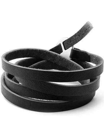 Himmelsflüsterer Schwarzes Echt-Leder Wickelarmband für Herren